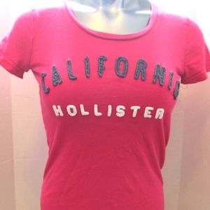 Hollister Co. Pink w/ Blue & White Graphic Shirt